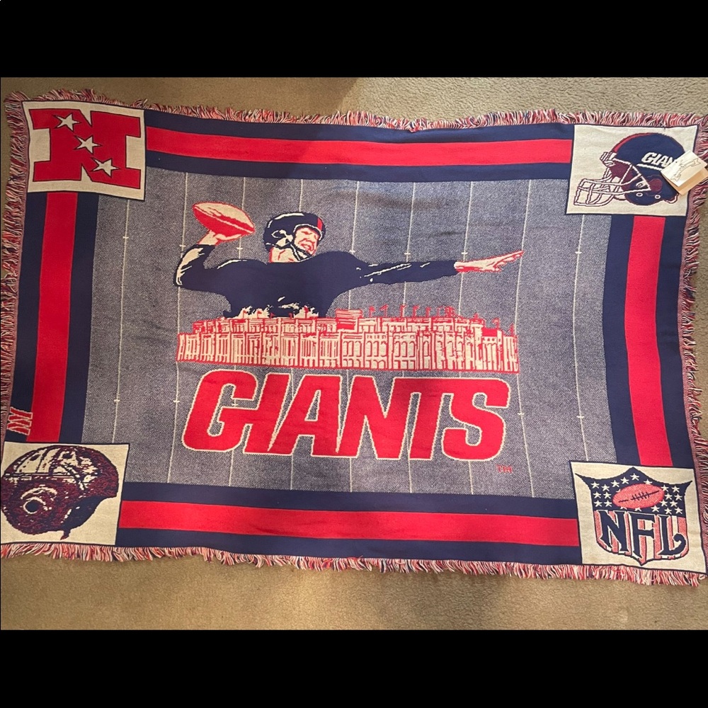 Vintage NFL NY Giants throw blanket w/ tag🔥🔥🔥